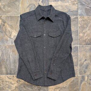 Vintage DKNY Wool Shirt Herringbone Grey Men's size M-L